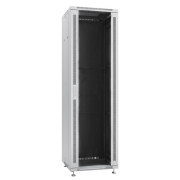 Шкаф 22U 600х600 телекоммуникационный 19" напольный серый, дверь стекло