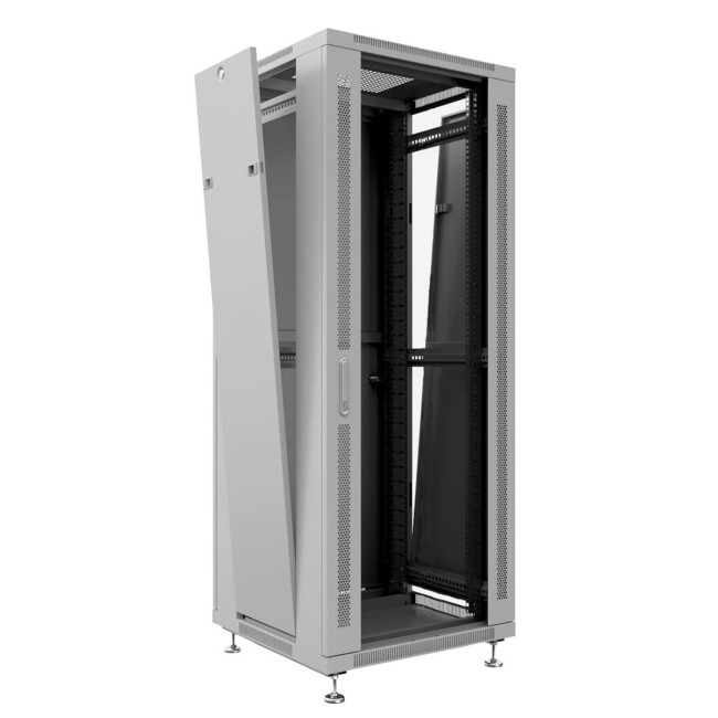 Шкаф 22U 600х600 телекоммуникационный 19" напольный серый, дверь стекло Шкаф 22U 600х600 телекоммуникационный 19" напольный серый, дверь стекло