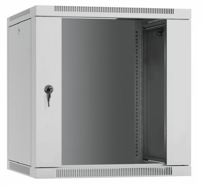 Шкаф 12U 600х450 телекоммуникационный 19" настенный серый, дверь стекло