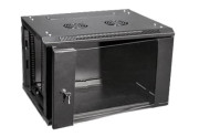 Шкаф 15U 600х600 телекоммуникационный 19" настенный черный, дверь стекло